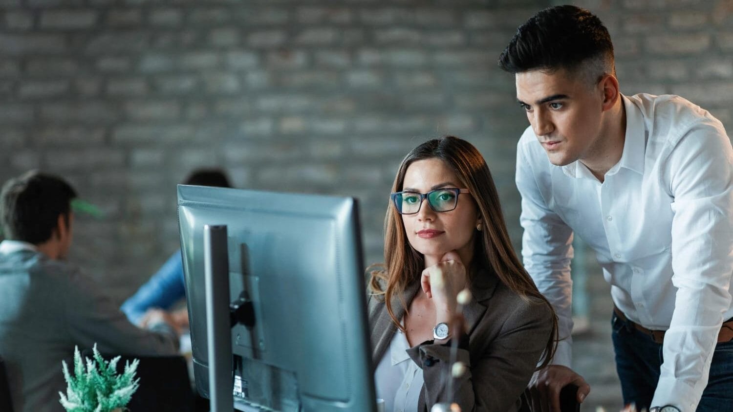 IT consultants reviewing computer systems